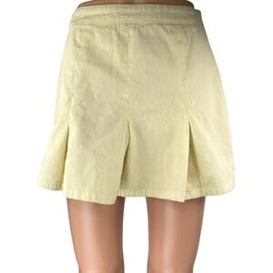 Urban Outfitters BDG Cream Yellow Corduroy Pleated Zipper Mini A-Line Skirt Sz S